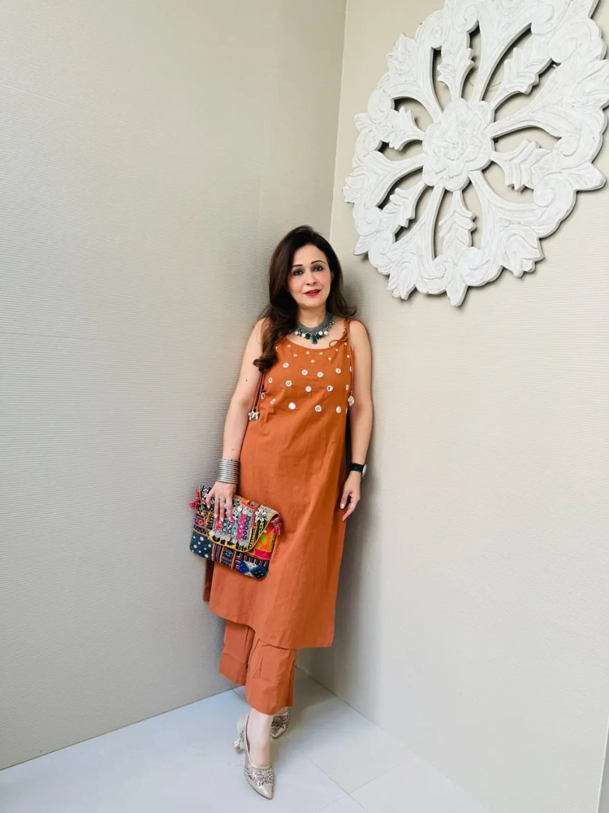 Orange Premium Cotton Slub Co-ord Set For Women