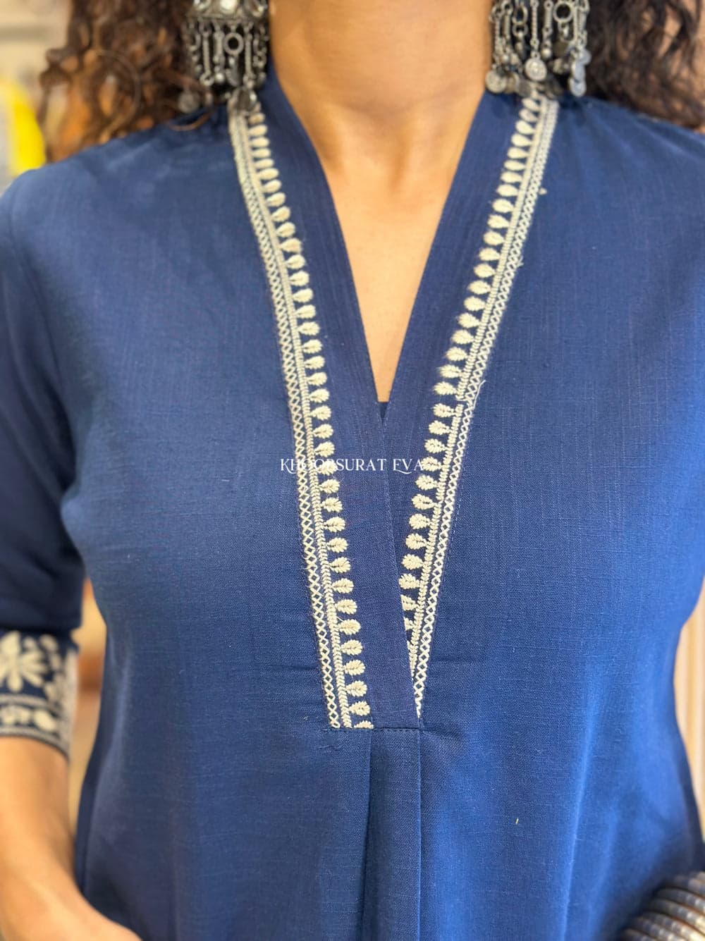 Blue Beautiful Cotton Slub with Both Sides Pocket