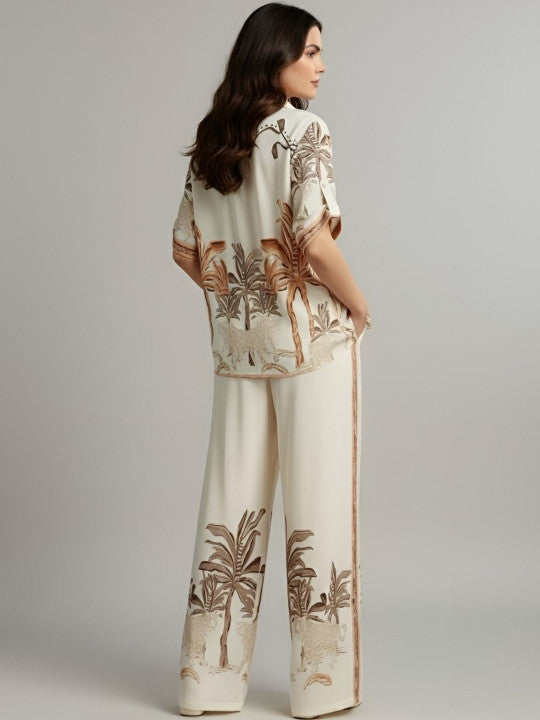 Printed Shirt With Trousers Co-Ords Set
