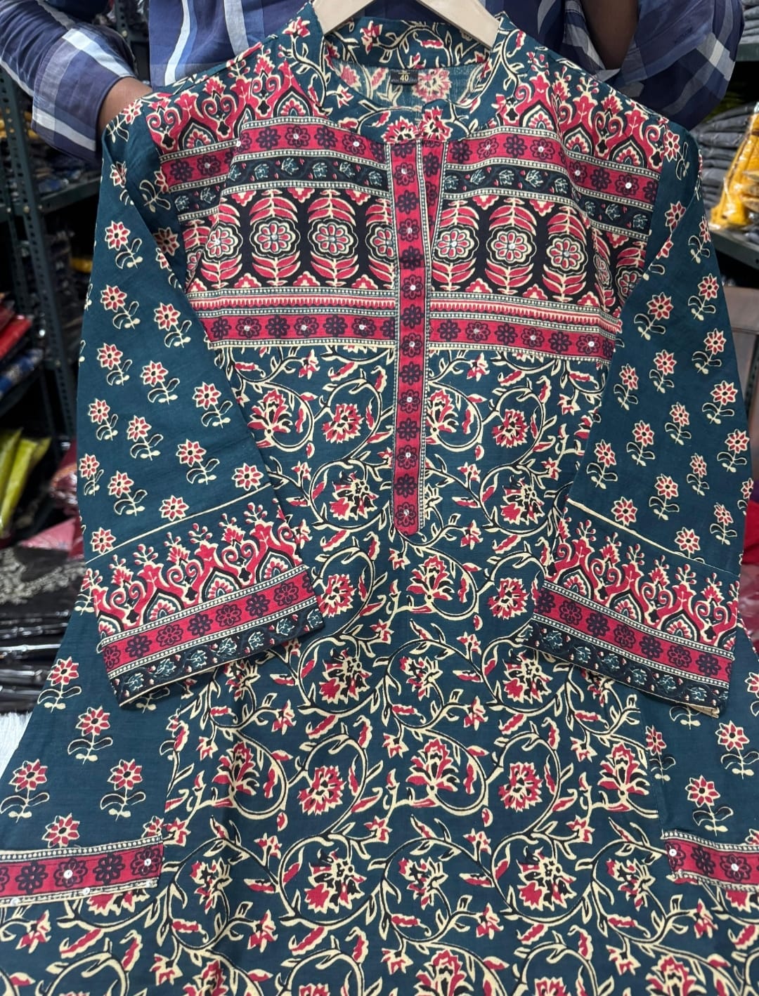 Premium Teal Printed Kurta Set with Dupatta (3-Piece)