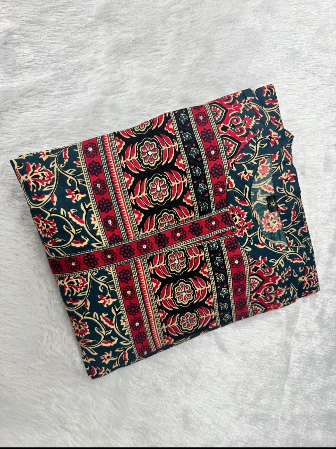 Premium Teal Printed Kurta Set with Dupatta (3-Piece)