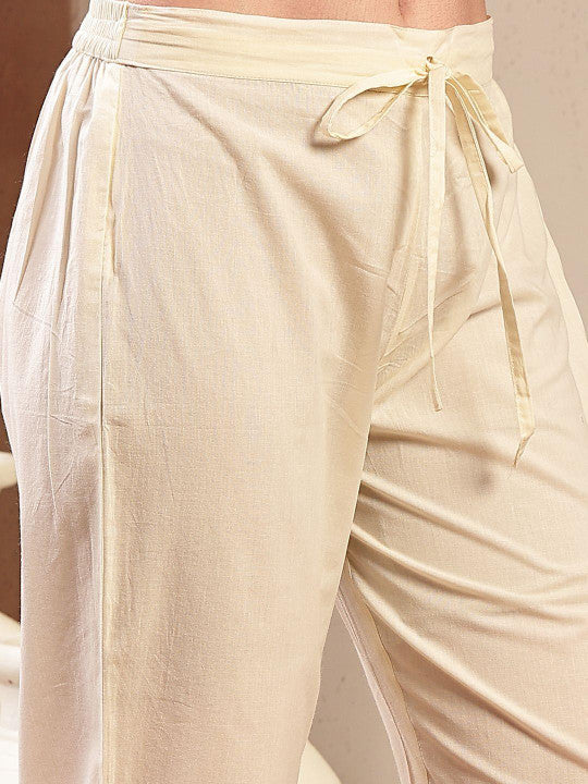 Women Printed V-Neck Cotton Tunic and Trousers Co-Ords