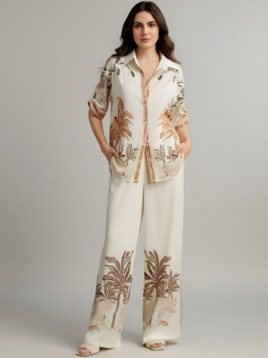 Printed Shirt With Trousers Co-Ords Set